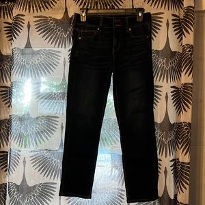 American Eagle straight leg cropped jeans, dark wash size 4